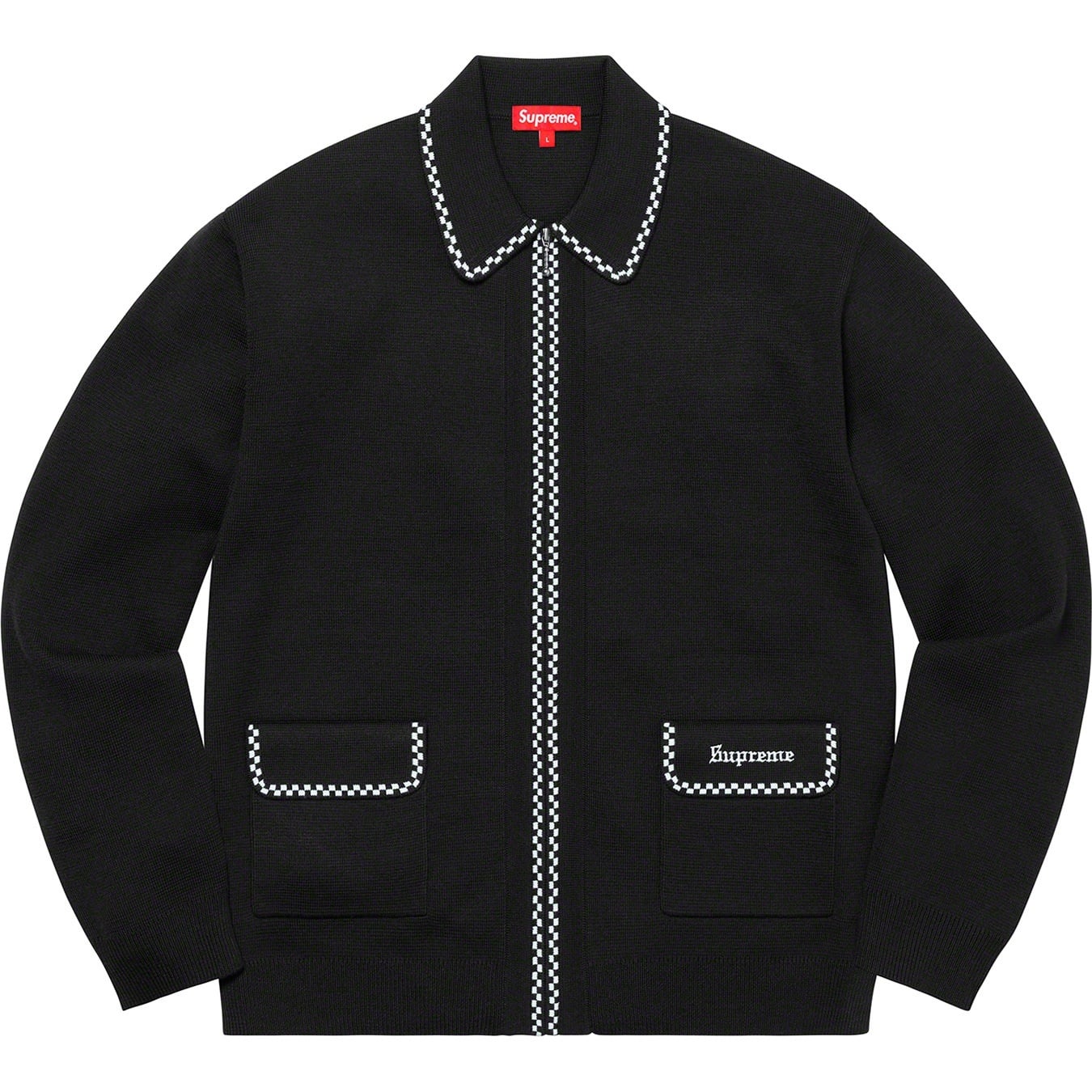 Checkerboard Zip Up Sweater view 7